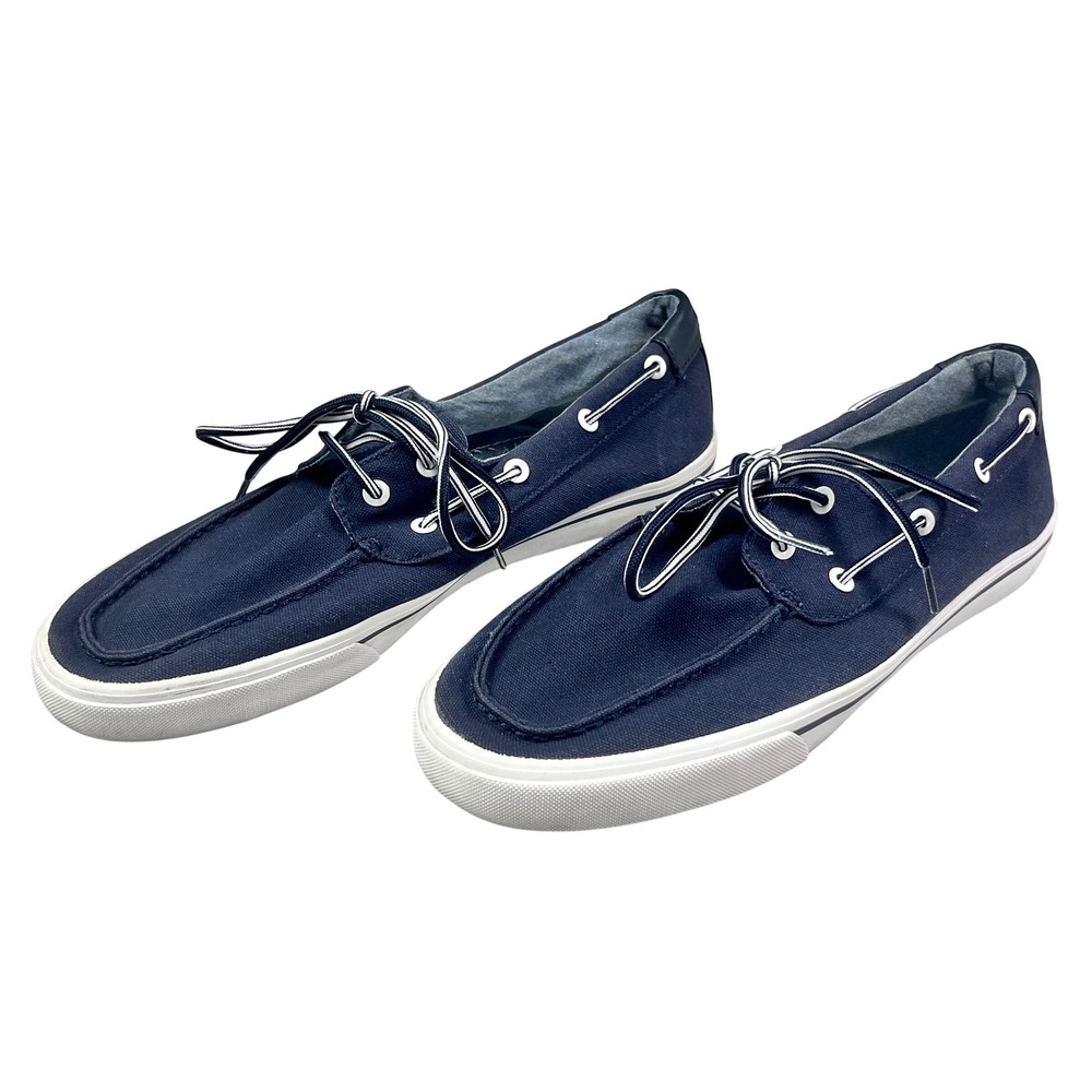 Tommy Hilfiger Lace Up Canvas Boat Shoe‎ Mens SIZE 11.5 DARK BLUE Navy